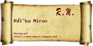 Rába Miron névjegykártya